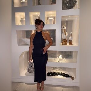 Elegant Navy Halter Dress ZARA backless